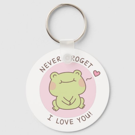 Cute Frog Nooit Frogret I love you love pun Sleutelhanger (Voorkant)