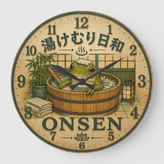 Cute Frog Onsen Grote Klok (Voorkant)