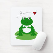 Cute Frog op Lily Pad met Ladybug Illustratie Muismat (Met muis)