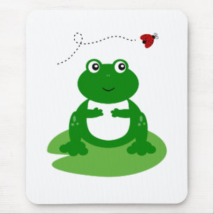 Cute Frog op Lily Pad met Ladybug Illustratie Muismat