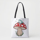 Cute Frog op paddenstoel, Cute Frog, paddenstoel Tote Bag (Voorkant)