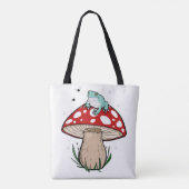 Cute Frog op paddenstoel, Cute Frog,  paddenstoel Tote Bag (Achterkant)