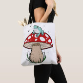 Cute Frog op paddenstoel, Cute Frog,  paddenstoel Tote Bag (Dichtbij)