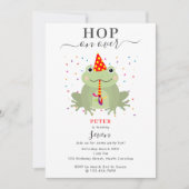 Cute Frog Party Hat Hop On Over Kids Birthday Kaart (Voorkant)