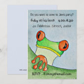 Cute Frog Party nodigt uit Kaart (Voorkant / Achterkant)