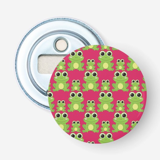 Cute frog-patroon button flesopener (Voorkant)