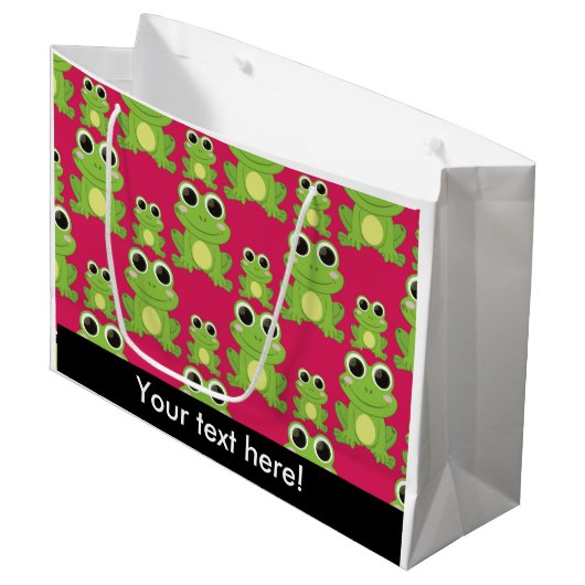 Cute frog-patroon groot cadeauzakje (Voorkant Gekanteld)