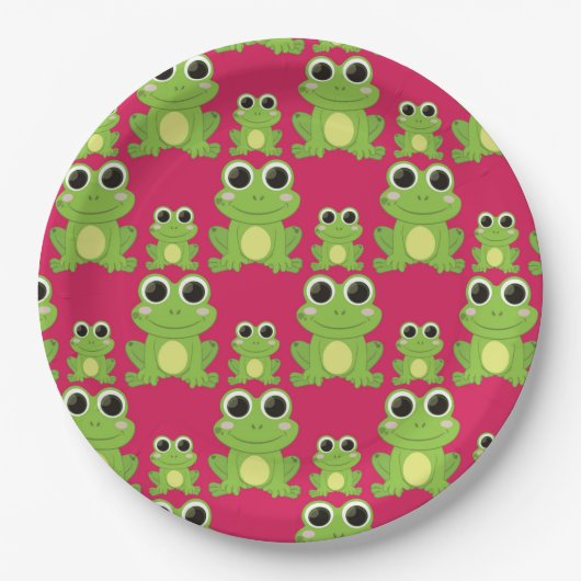 Cute frog-patroon papieren bordje (Voorkant)