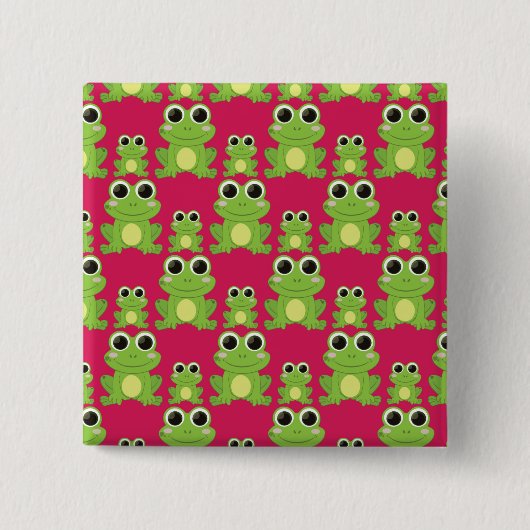 Cute frog-patroon vierkante button 5,1 cm (Voorkant)