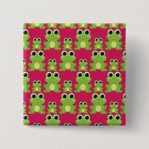 Cute frog-patroon vierkante button 5,1 cm