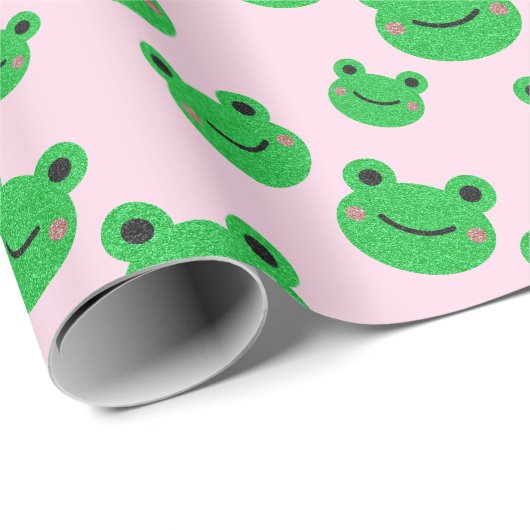 Cute Frog Pattern Cadeaupapier (Rol Hoek)
