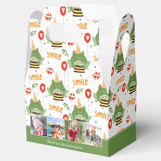 Cute Frog Pattern Happy Birthday Foto bedankt Bedankdoosjes (Geopend)