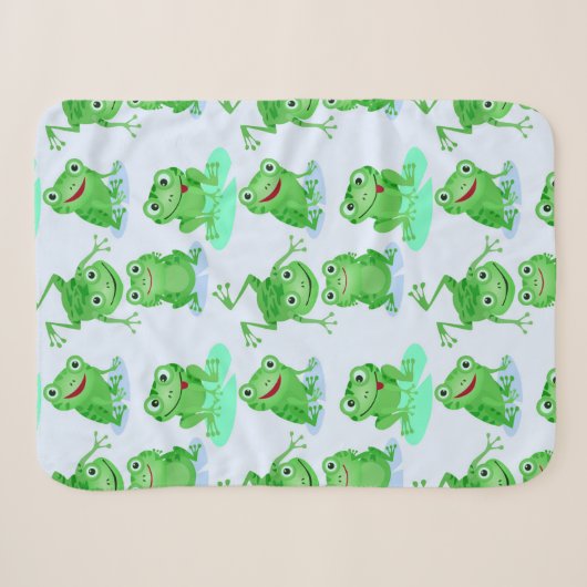 Cute Frog Pattern Sherpa Deken (Voorkant (horizontaal))