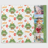 Cute Frog Pattern Smile Text Happy Birthday Foto Cadeaupapier (Vlak)