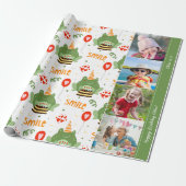 Cute Frog Pattern Smile Text Happy Birthday Foto Cadeaupapier (Uitgerold)
