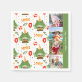 Cute Frog Pattern Smile Text Happy Birthday Foto Servet (Voorkant)