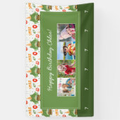 Cute Frog Pattern Smile Text Happy Birthday Foto Spandoek (Verticaal)