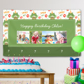 Cute Frog Pattern Smile Text Happy Birthday Foto Spandoek
