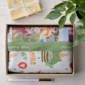 Cute Frog Pattern Smile Text Happy Birthday Foto Tissuepapier (Geschenk)