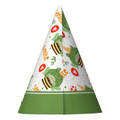 Cute Frog Pattern Smile Text Happy Birthday w Name Feesthoedjes (Achterkant)