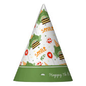 Cute Frog Pattern Smile Text Happy Birthday w Name Feesthoedjes (Links)