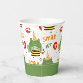 Cute Frog Pattern Smile Text Happy Birthday w Name Papieren Bekers (Rechts)