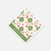 Cute Frog Pattern Smile Text Happy Birthday w Name Servet (Hoek)