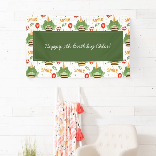 Cute Frog Pattern Smile Text Happy Birthday w Name Spandoek (Insitu)