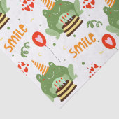 Cute Frog Pattern Smile Text Happy Birthday w Name Tissuepapier (Detail)