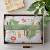 Cute Frog Pattern Smile Text Happy Birthday w Name Tissuepapier (Geschenk)