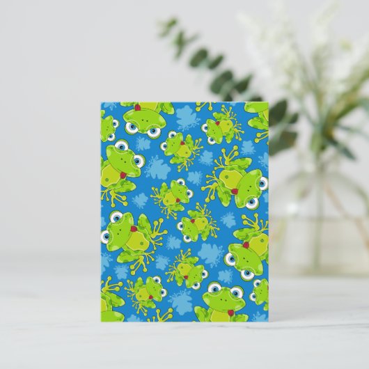 Cute Frog Patterned Briefkaart (Staand voorkant)
