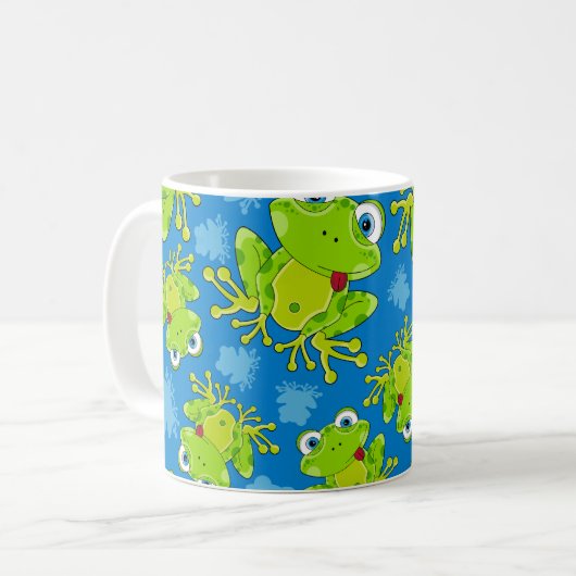 Cute Frog Patterned Coffee Mok (Voorkant links)