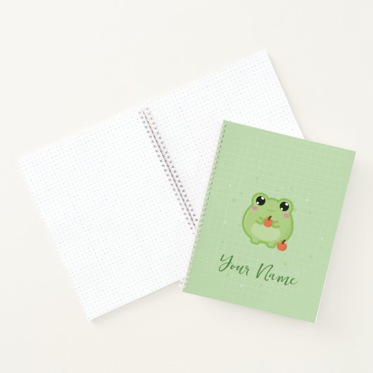 Cute frog Personalised notebook, green journal Notitieboek (Binnen)