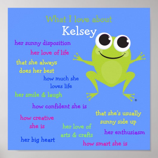 Cute Frog Personalized Poster for Children (Voorkant)