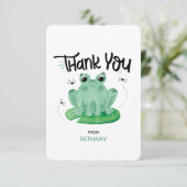 Cute Frog Persoonlijke Platte Bedankkaart (Staand voorkant)