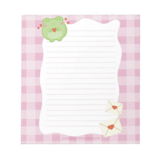 Cute frog pink love notepad, valentine note paper notitieblok