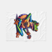 Cute Frog Playing A Guitar Dont Worry Be Hoppy _1  Fleece Deken (Voorkant (Horizontaal))