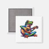 Cute Frog Playing A Guitar Dont Worry Be Hoppy _1  Magneet (Voorkant / Achterkant)