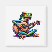 Cute Frog Playing A Guitar Dont Worry Be Hoppy _1  Magneet (Voorkant)