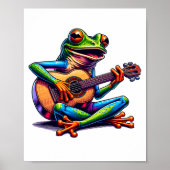 Cute Frog Playing A Guitar Dont Worry Be Hoppy _1  Poster (Voorkant)
