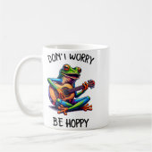Cute Frog Playing A Guitar Dont Worry Be Hoppy _2 Koffiemok (Links)
