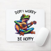 Cute Frog Playing A Guitar Dont Worry Be Hoppy _2  Muismat (Met muis)