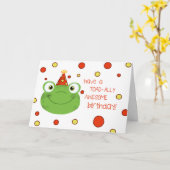 Cute Frog Polka Dot Kids Birthday Kaarten (Gele Bloem)