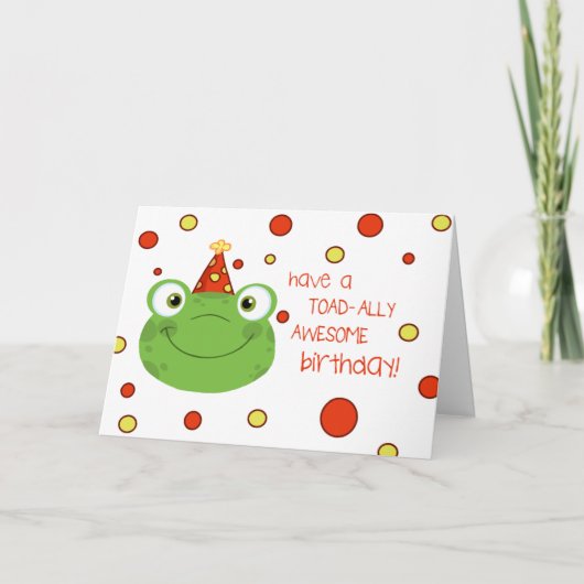 Cute Frog Polka Dot Kids Birthday Kaarten (Voorkant)