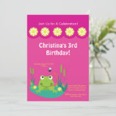 Cute Frog Pond Birthday Party Invitation Kaart (Staand voorkant)