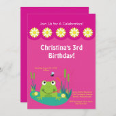 Cute Frog Pond Birthday Party Invitation Kaart (Voorkant / Achterkant)
