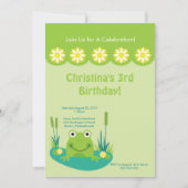 Cute Frog Pond Birthday Party Invitation Kaart (Voorkant)