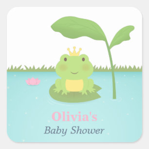 Cute Frog Prince Boy Baby Shower Etiketten