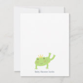 Cute Frog Prince Boy Baby Shower Invitations Kaart (Achterkant)