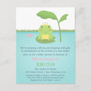 Cute Frog Prince Boy Baby Shower Invitations Kaart